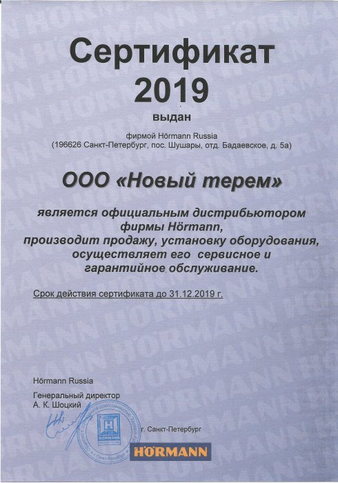 Сертификат 2019 г.